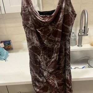 Elegant Brown and White Marble Dress